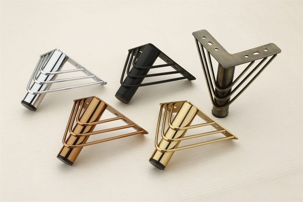 Triangular Metal Furniture Legs with Mounting Plates