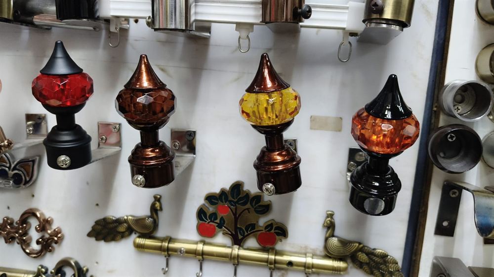 Faceted Glass Curtain Rod Finials with Metal Caps