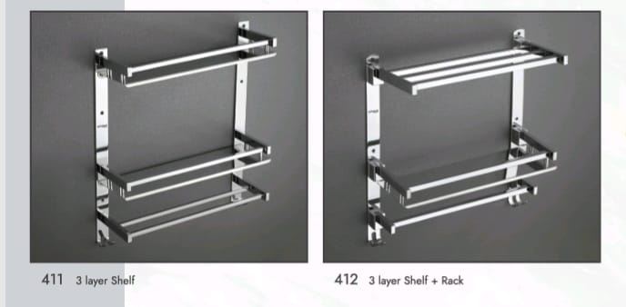 Three Tier Wall Mounted Bathroom Shelf with Towel Rack