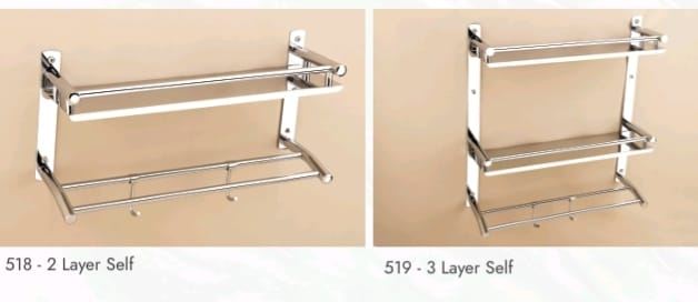 Wall Mounted Multi-Layer Shelf with Towel Rod